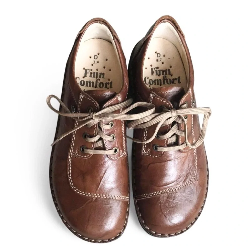 NWOT Finn Comfort Size EU 37 / US 6-6.5 Lexington Brown Plissee Oxford